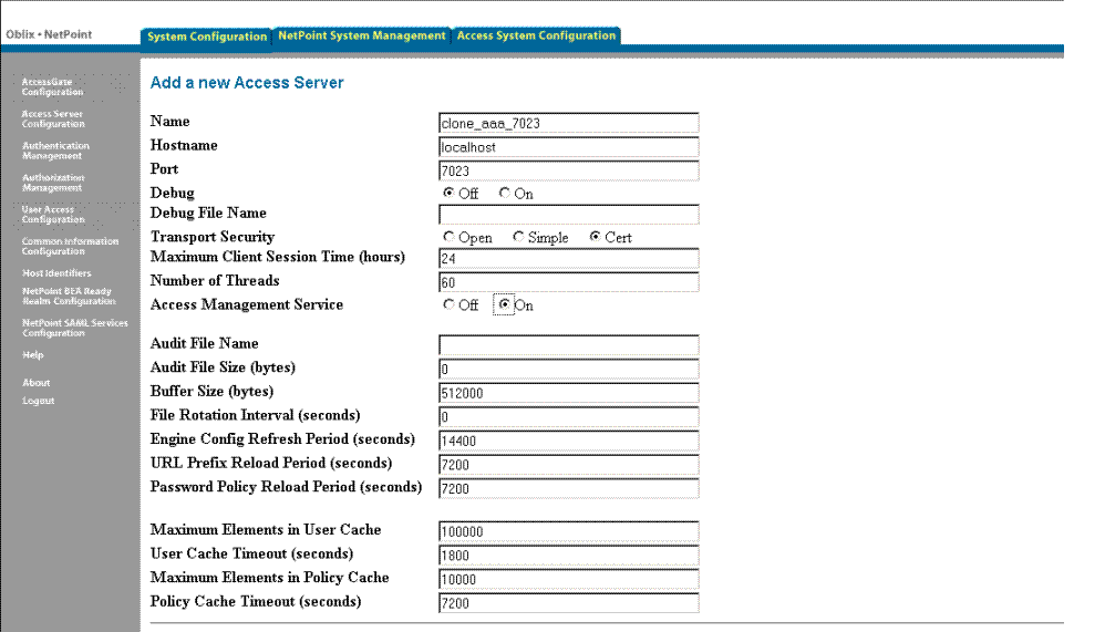 Add a new Access Server Page for a Clone