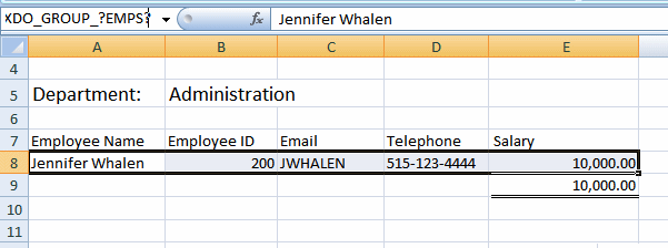 XDO_GROUP_defined name entered for the Employees group