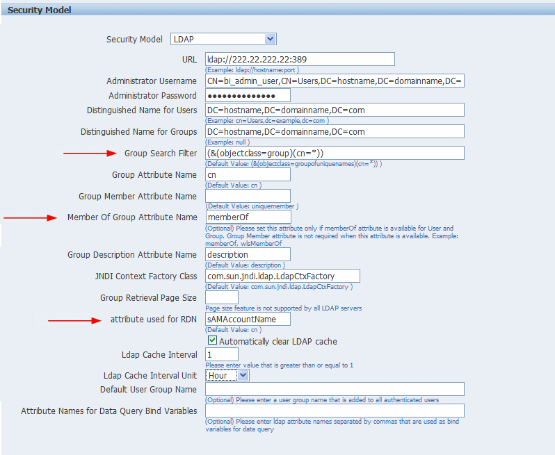 Example Active Directory configuration