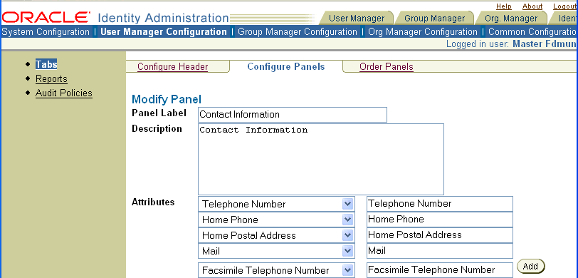 Image of attribute configuration page.