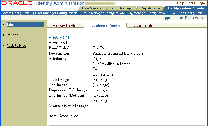 Image of View Panel page displaying new attributes.