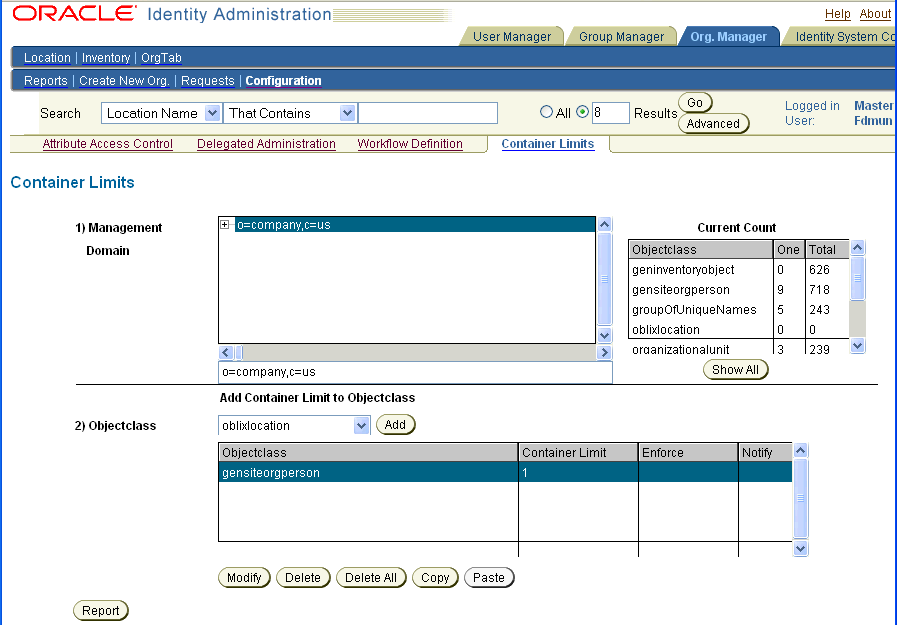 Image of Container Limits page.