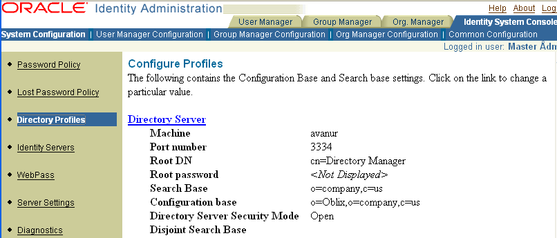 Image of the Configure Profile page.