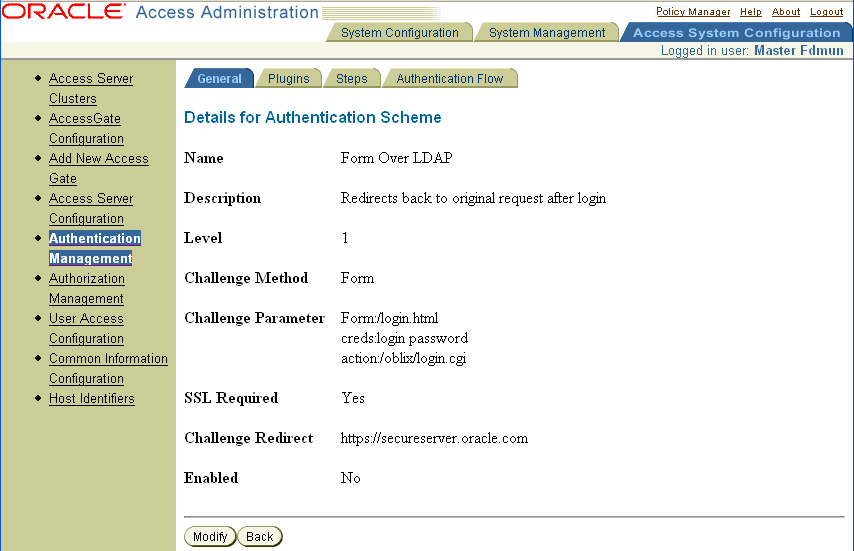 Image of a login form definition page