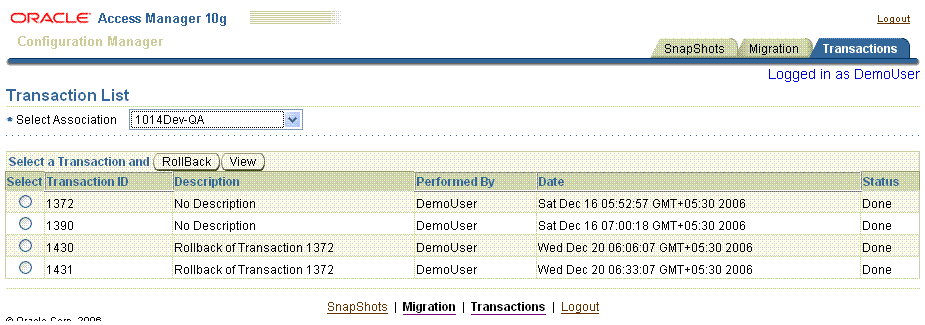 Transactions Tab